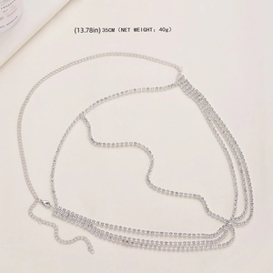 Silver multilayer rhinestone head chain hair jewelry with tassels and 35cm length design