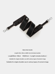 Adjustable black replacement strap for handbags with silver buckles 4cm width