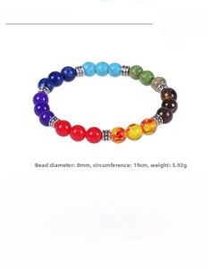 Dettaglio del bracciale yoga 7 chakra in pietre naturali da 8mm con dimensioni e peso