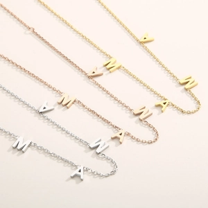 Fashionable 18K gold plated MAMA letter necklaces for women in gold, silver and rose gold