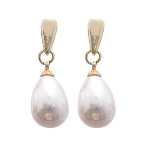 Elegant gold-plated waterdrop pearl earrings for women with polished teardrop-shaped charms