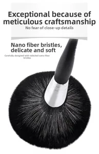 Macro detail of dense nano-fiber bristles on professional loose powder makeup brush