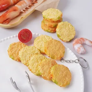 Modelo De Comida De Simulación De Pastel De Camarones De PVC Realista Llavero Novedad Accesorios De Fotografía De Tempura