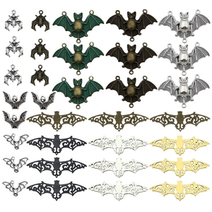 Vintage Alloy Bat Pendants Halloween Charms Mixed Styles Jewelry Making DIY Accessories