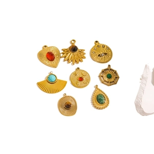DIY jewelry making charms with 14K gold plated stainless steel and natural stones
