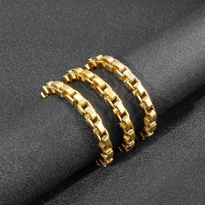 7mm gold plated stainless steel box chain necklace with high polish finish for fashion