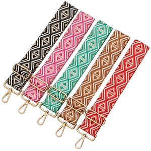 Bohemian Style Geometric Pattern Wide Bag Strap Replacement Adjustable Shoulder Belt Fabric With Metal Lobster Clasps