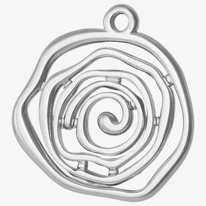 Polished 304 stainless steel irregular spiral pendant with silver finish for necklace