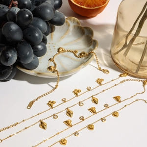 Luxurious 18K gold plated stainless steel bracelets with heart and butterfly charms