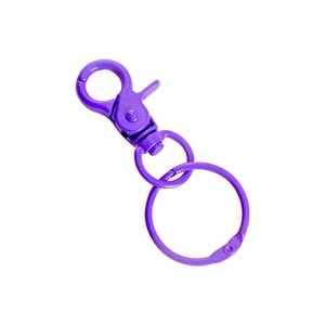 Purple metal lobster clasp with round key ring accessory in a clean minimalist style