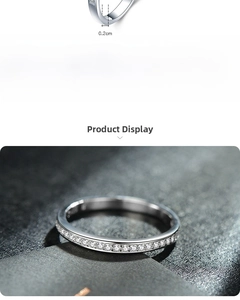 Detailed macro view of 925 sterling silver ring with 0.2cm wide pave diamond setting