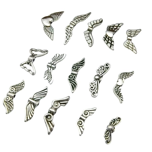 Antique Silver Alloy Angel Wing Charms Heart Butterfly Feather Retro Spacer Beads For DIY Jewelry Making Findings