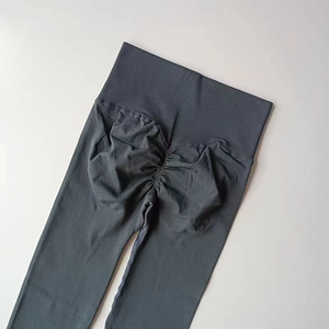 Dunkelgraue Fitness-Leggings mit hoher Taille, Scrunch-Butt-Effekt und nahtlosem Strick