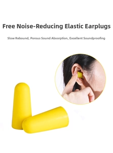 Bright yellow noise-canceling foam earplugs with slow rebound feature for sleeping