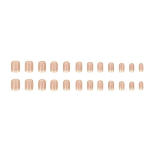 Lot de 24 faux ongles courts carrés dégradé rose nude avec finition brillante chic