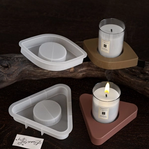 Detail of geometric silicone molds for DIY resin and plaster candle holder bases