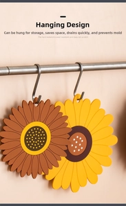 Space-saving sunflower heat resistant mats with hanging hole for easy drainage