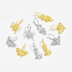 Minimalist s925 sterling silver bee snake butterfly charms in gold and silver finish