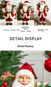 Close-up of Santa Claus doll face and detailed textile material of the festive costume