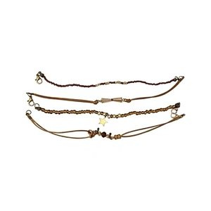 Bracelet multicouche bohème vintage tons marron avec breloques étoiles pour femme