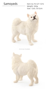 Detailed white Samoyed dog model showing realistic fur texture and dimensions 12x12cm