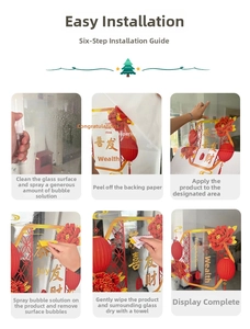 6-step installation guide for Christmas window stickers on glass surfaces