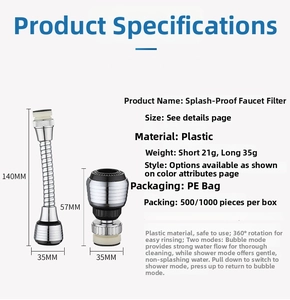 Universal faucet aerator set with long and short swivel extenders and dual water modes