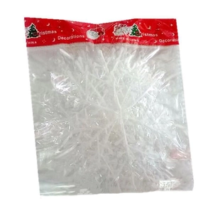 White plastic snowflake ornaments for Christmas tree decoration in clear packaging