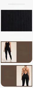 Details des Yoga-Bodysuits mit überkreuztem Rücken und vertikaler Rippenstruktur