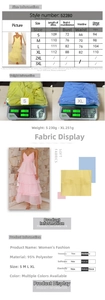 Detailed size chart and weight parameters for backless tiered cocktail dress