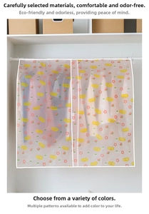 Detail of floral PEVA garment bag with Spring pattern and durable front zipper closure