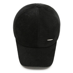 Casquette de baseball en velours côtelé noir avec garniture métallique argentée