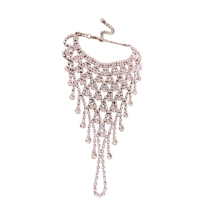 Sparkling silver layered tassel slave bracelet with rhinestones for elegant evening wear