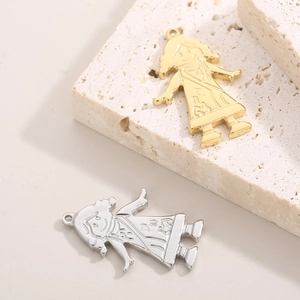 Fashionable stainless steel girl pendants in gold and silver finish for DIY jewelry