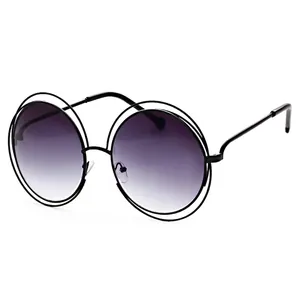 Retro Doppelrand Metall Rund-Sonnenbrille mit Verlaufsgläsern und Cut-Out Design