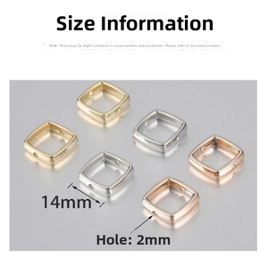 Detail of 14mm CCB plastic square spacer beads with two holes in gold and silver finish