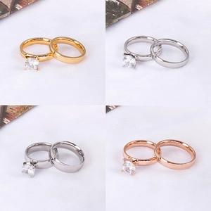 Paar Ringe Edelstahl Zirkon Eingelegt Minimalistisch Hochzeit Verlobung Schmuck Für Herren Und Damen