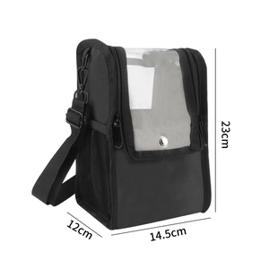 Large capacity black transparent makeup bag with adjustable strap and dividers