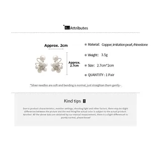 Guide des dimensions pour boucles d'oreilles à clips fleurs perles et strass en cuivre