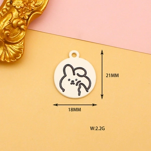 Close-up of cute rabbit charm with size dimensions 21x18mm on a colorful background