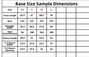 Tableau des tailles XS à L pour veste bomber longue et ample pour femme en ligne