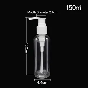 150ml PET lotion pump bottle dimensions with a 15.2cm height and 2.4cm caliber