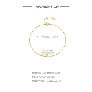 Detail view of 925 silver golden bracelet with interlocking rings and AAAAA zirconias