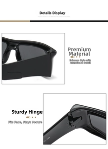Detail view of durable black square sunglasses frame with high-quality metal hinge
