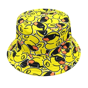 Cappello da pescatore giallo con stampa papera per protezione solare all'aperto e stile