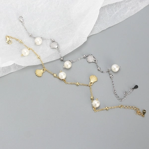 Exquisite S925 Silberperlen- und Muschelarmbänder in Gold- und Silberoptik