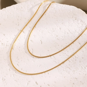Minimalist double-layered 18K gold-plated stainless steel snake chain necklace for women
