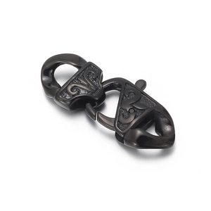 Matte black titanium steel jewelry clasp with vintage embossed pattern for necklace