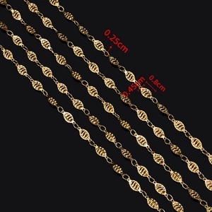 Vacuum gold-plated stainless steel oval mesh chain for DIY jewelry making accessories