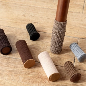 Knitted Cotton Blend Chair Leg Floor Protectors Non-Slip Silicone Felt Pads Noise Reduction Furniture Leg Covers